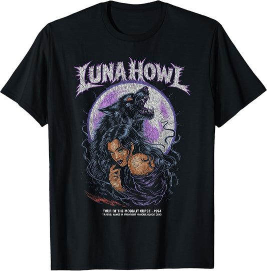Werewolf Metal Music Band Poster Dark Fantasy Gothic Moon T-Shirt