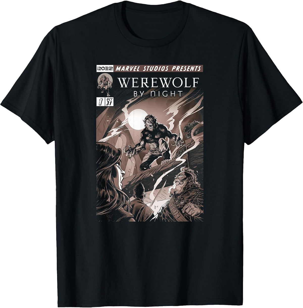 Marvel Werewolf by Night Jack Colorless Comic Cover T-Shirt