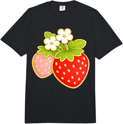Cute Strawberry Cartoon Sweet Berry Fruit Aesthetic Design Comfort Colors Adult Heavyweight T-Shirt