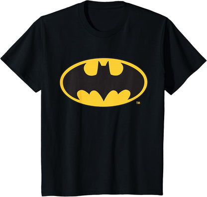 DC Kids Batman Logo Classic Graphic Tee T-Shirt for Boys and Girls