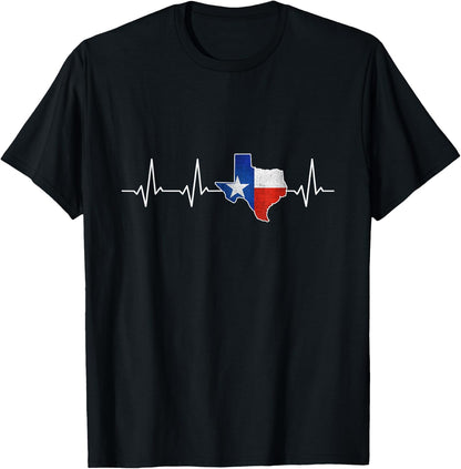 Texas Heartbeat State Shape Flag Distressed t-Shirt T-Shirt