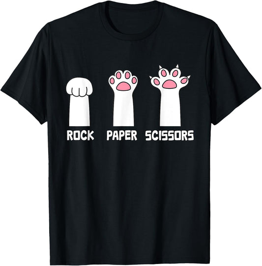Rock Paper Scissors Cat - Paws Game Cute Paw Funny Cat T-Shirt