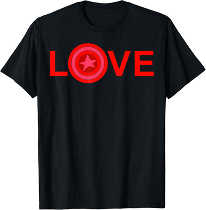 Marvel Valentine's Day Captain America Red Love Shield T-Shirt