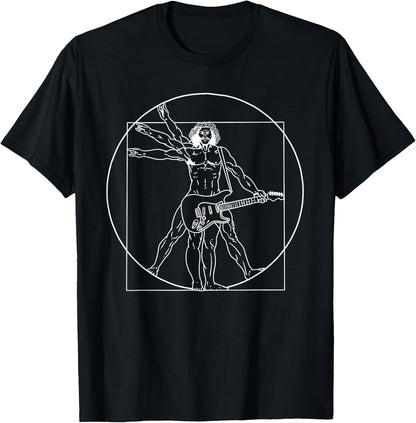 Guitar Da Vinci Vitruvian Man Guitar Player Musicians T-Shirt