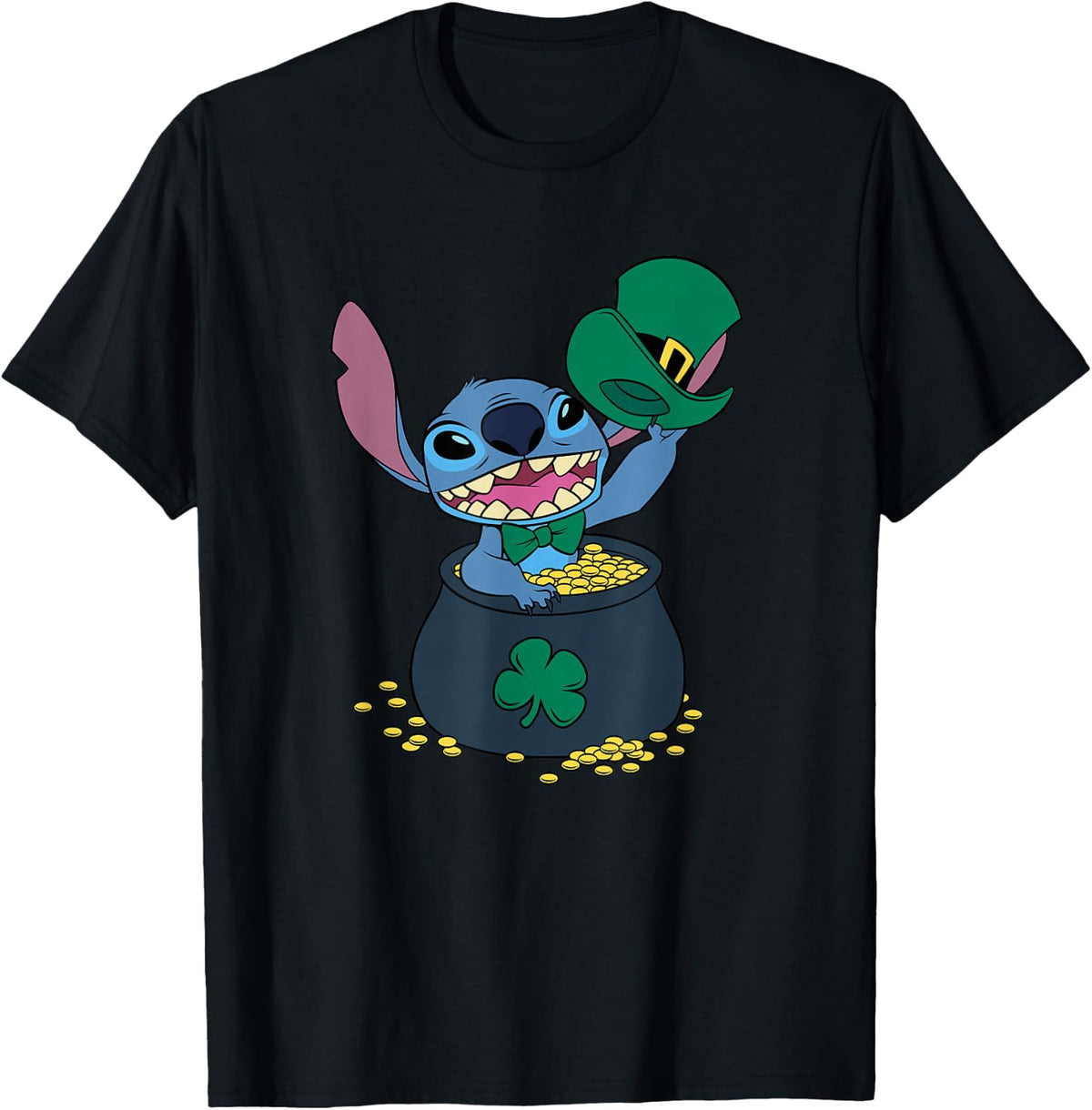 Disney Stitch 4-Leaf Clover Pot of Gold St. Patrick's Day T-Shirt