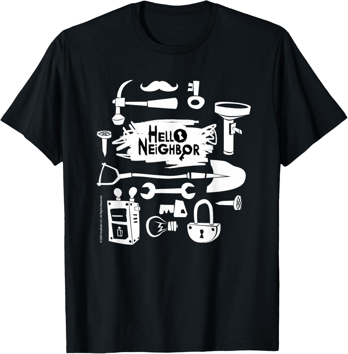 Hello Neighbor Game-Themed T-Shirt - Black, Unisex-Adults, Small
