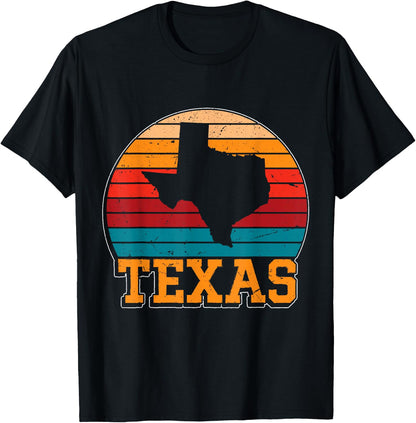 Texas Retro Vintage Sunset US State Texas Silhouette T-Shirt