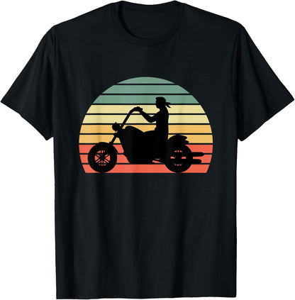 KaizenDesigns Vintage Biker - Retro Motorcycle Silhouette T-Shirt