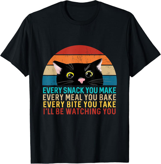 Black Cat Every Snack You Make Retro Cat T-Shirt