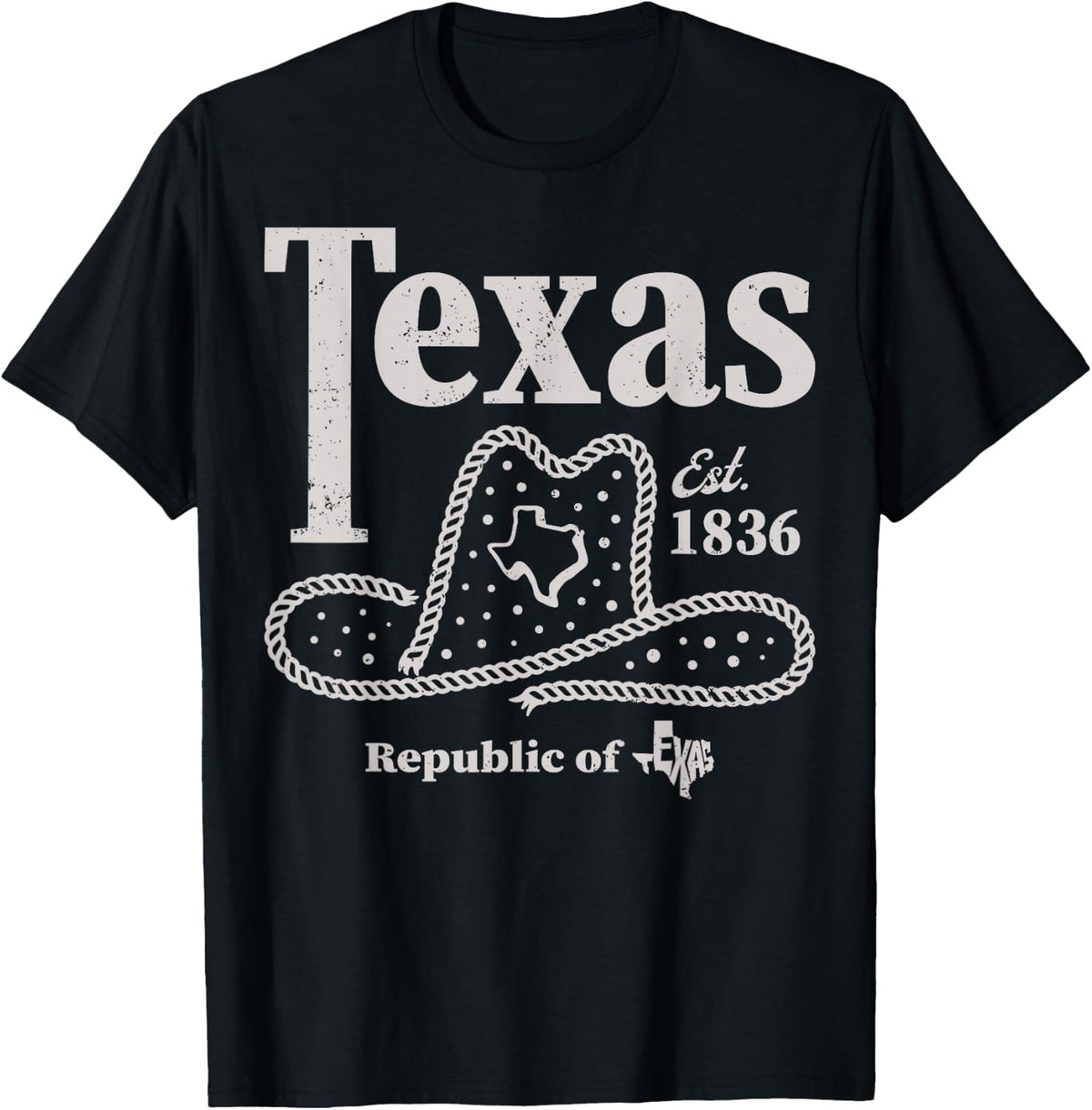 Texas State Map Cowboy Hat Texan Men Retro Vintage TX USA T-Shirt