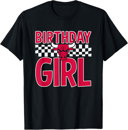 NBA Chicago Bulls Birthday Girl Checkered Logo T-Shirt