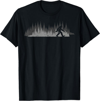 Bigfoot Walking Forest Sasquatch Woods T-Shirt Tee for Men Women Kids