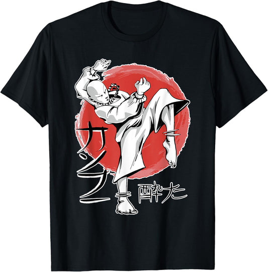 Chinese Shaolin Kung Fu Drunken Style Martial Arts Fighter T-Shirt