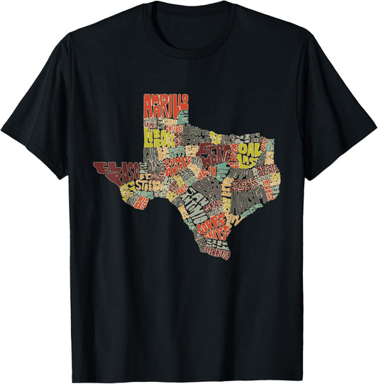 Collage of Texas States Artistic Texas T-Shirt