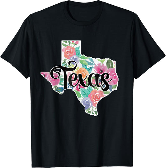 Texas Home State Pride Floral Vintage Texas Retro Flowers T-Shirt