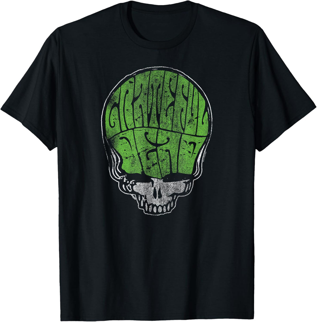 Grateful Dead Psychedelic Green Stealie Skull Vintage Band T-Shirt