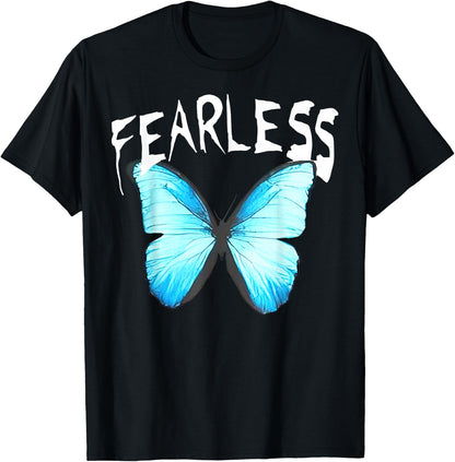 Humor Fearless Butterfly Cute Colorful Blue Butterfly T-Shirt