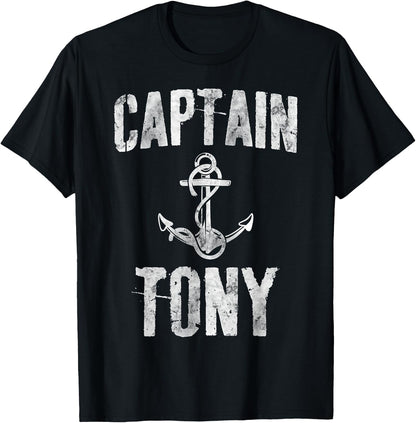 Funny Personalized Boating Shirt First Name Captain Tony T-Shirt