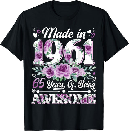 65 Year Old Made in 1961 Floral 65th Birthday Women T-Shirt