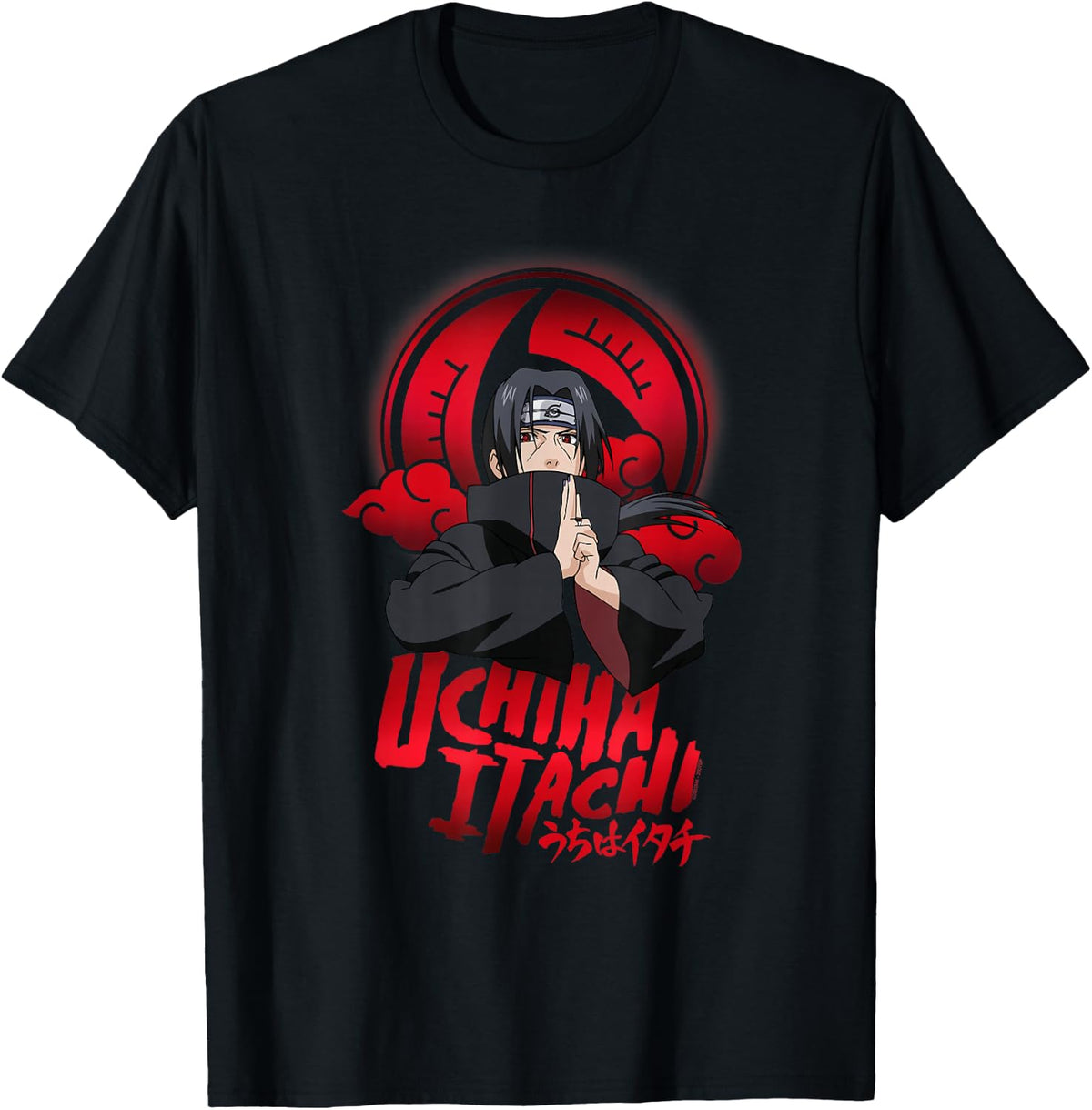 Naruto Uchiha Itachi Sharingan Symbol with Clouds Anime T Shirts Tees for Men and Women