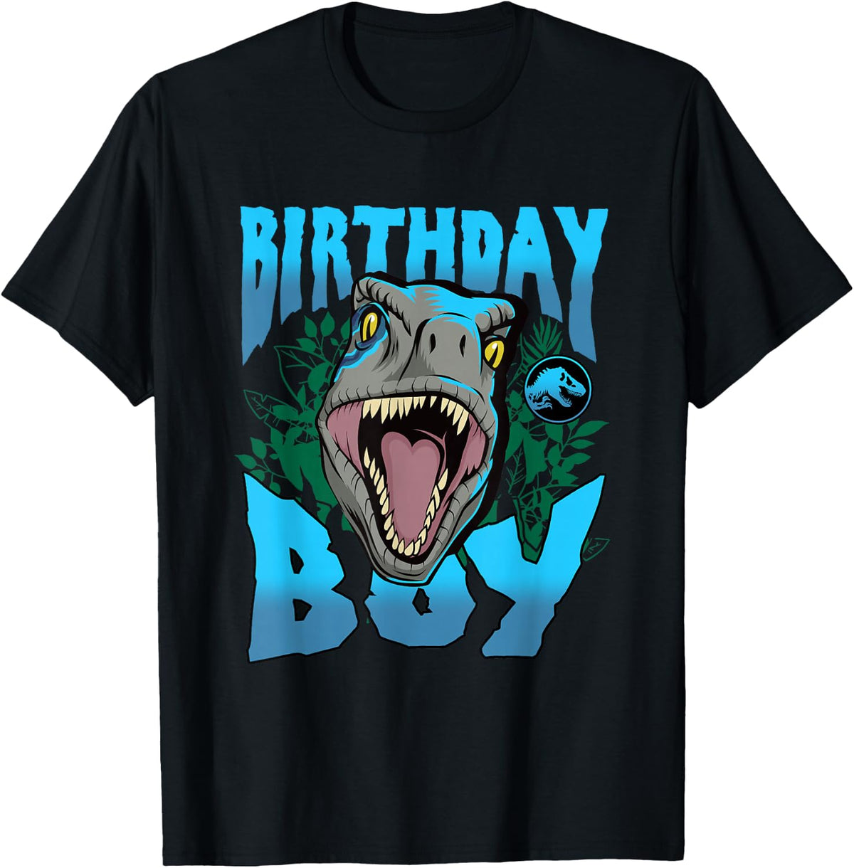Jurassic World Birthday Boy Roaring Velociraptor Blue Logo T Shirts Tees for Men Women Kids