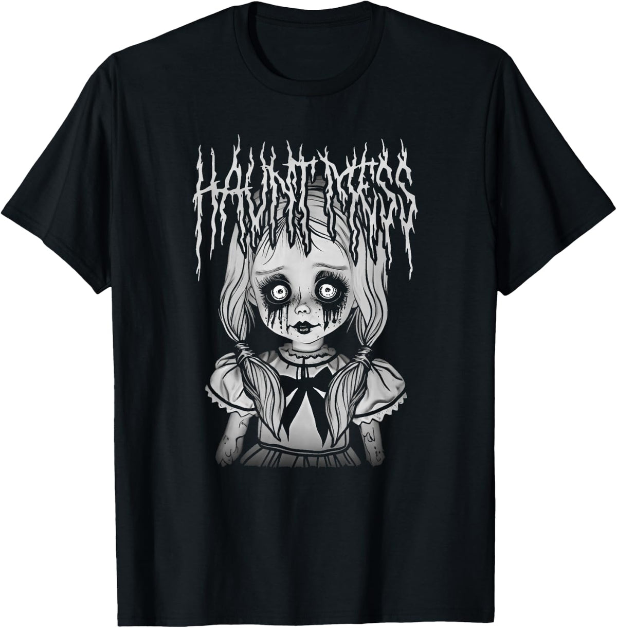Haunt Mess Creepy Haunted Doll Illustration T-Shirt