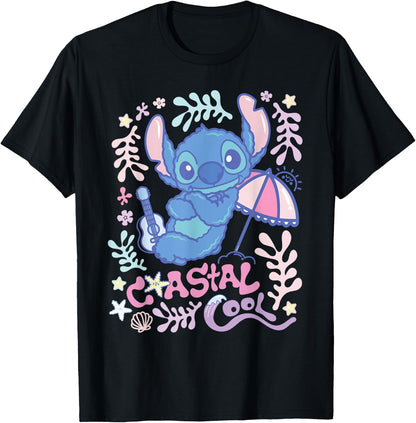 Disney Stitch Fluffy Summer Vibes Coastal Cool T-Shirt