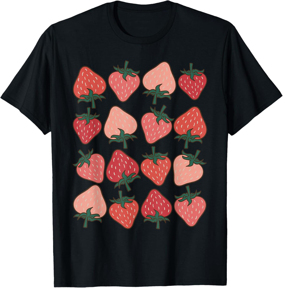 Strawberry Pattern Fruitarian Berry Strawberries Fruit Lover T-Shirt Small