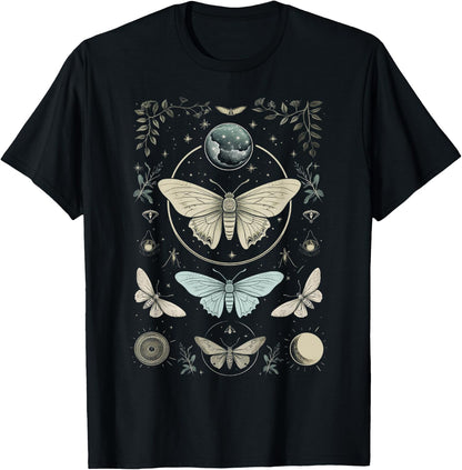 Forest Witch Moth And Moons Folkloric Wiccan Nature Goth T-Shirt