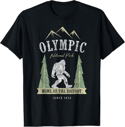 Olympic National Park Shirt Vintage Bigfoot Washington Gift T-Shirt
