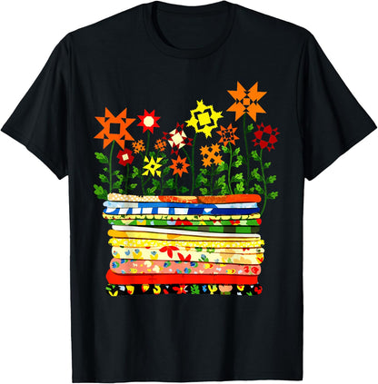 Where Quilts Bloom Floral Quilting Garden Sewing Art Designs T-Shirt