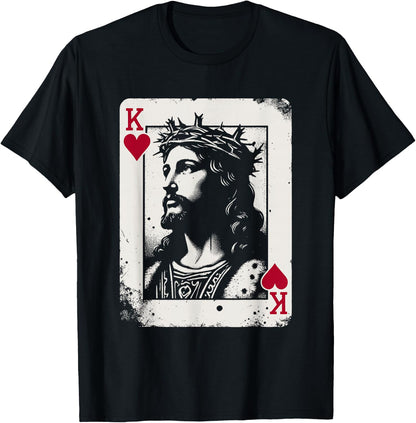 Jesus King of Hearts - Vintage Religious Card Game Lover T-Shirt