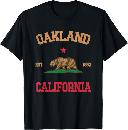 Oakland California CA Designs Unisex-Adults & Kids T-Shirt - Black - Small - Short Sleeve - Crew Neck - Regular Fit - Lightweight - Modern Graphic