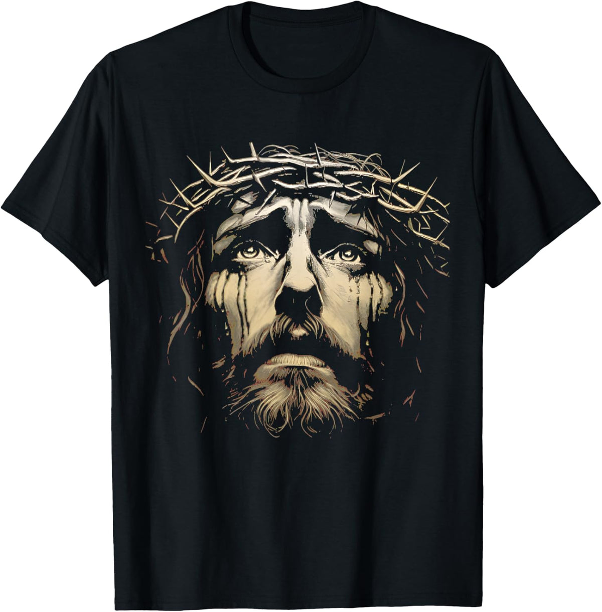 Jesus Christ Face with Crown of Thorns God Bible Vintage T-Shirt