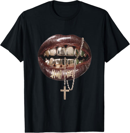 Women's Lips Print Graphic Y2K 2000s Vintage Summer Tops T-Shirt