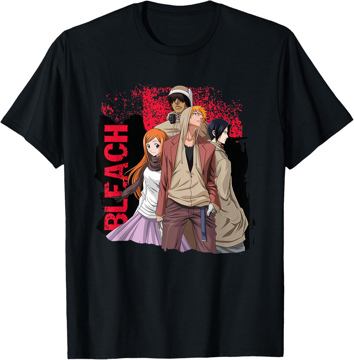 Bleach Ichigo Hood and Characters Splatter Streetwear Anime T-Shirt