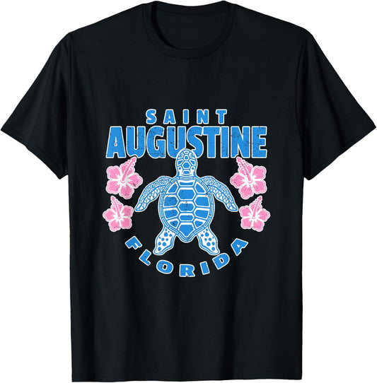 St. Augustine Florida Vacation Sea Turtle Tropical Flower T-Shirt