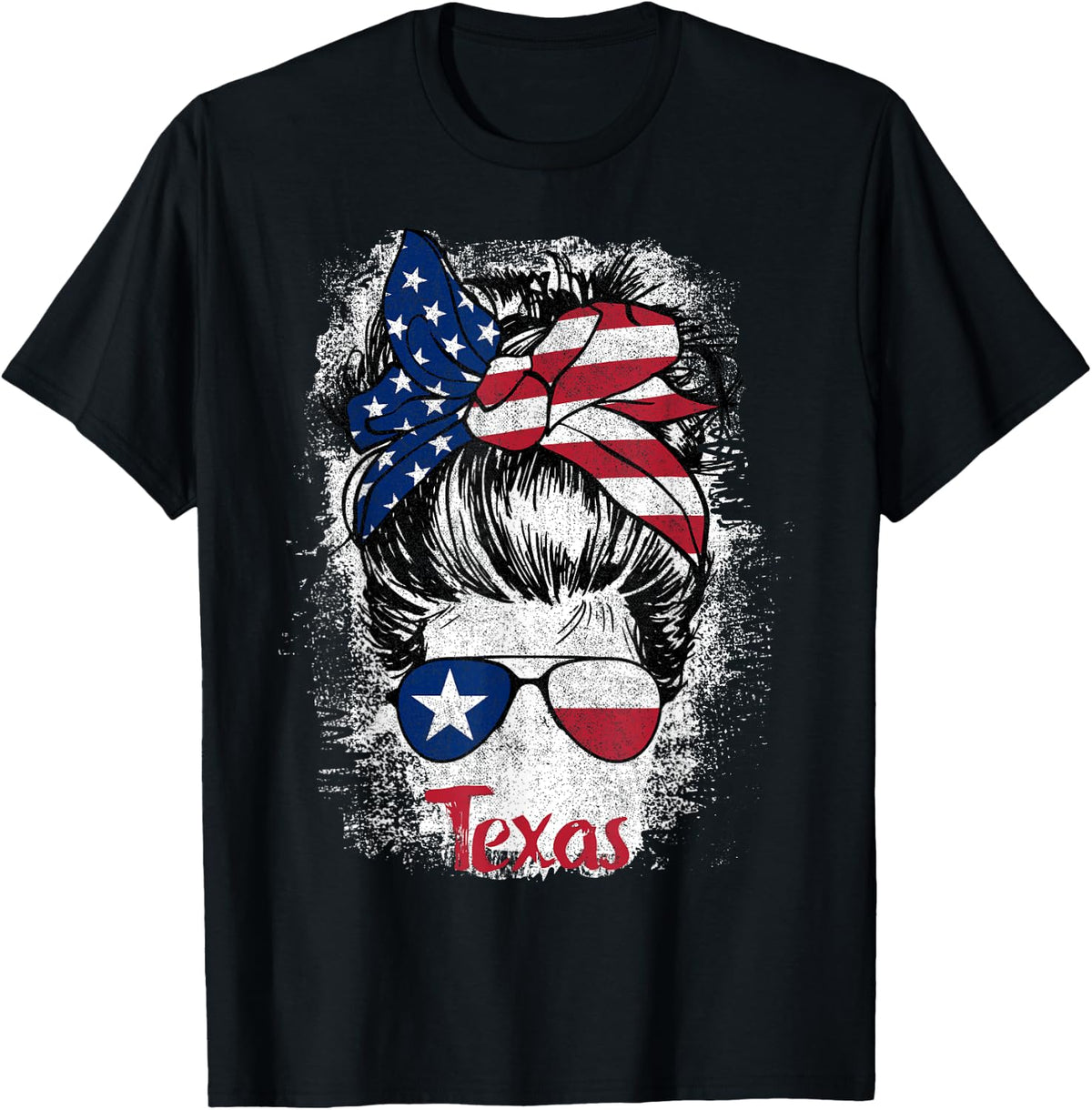 Texas Flag Girl Texas Flag State Girlfriend Messy Bun T-Shirt