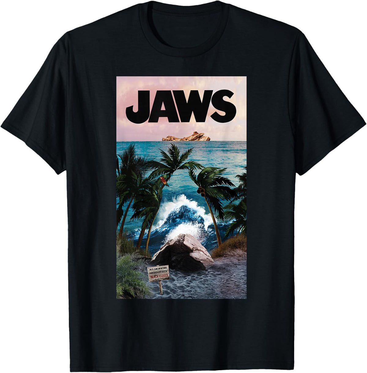 Jaws 50th Anniversary Poster Tropical Island Front & Back T-Shirt