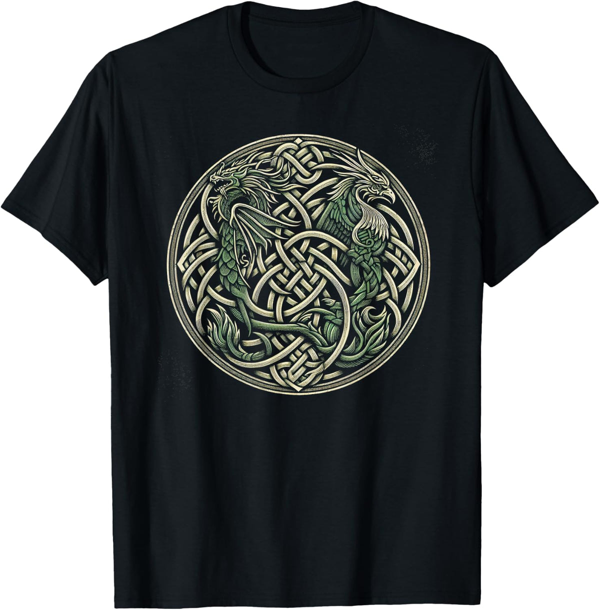 Intricate Celtic Knot with Dragon and Phoenix T-Shirt