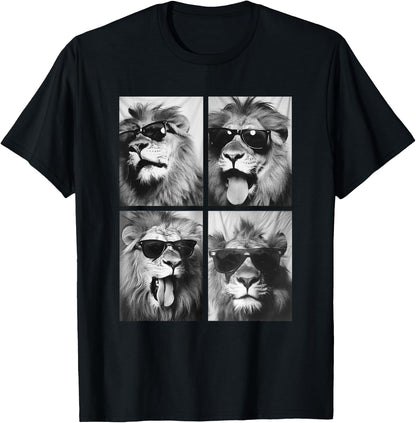 Cute Lions with Sunglasses Cool Lion Animals Photo Booth T-Shirt