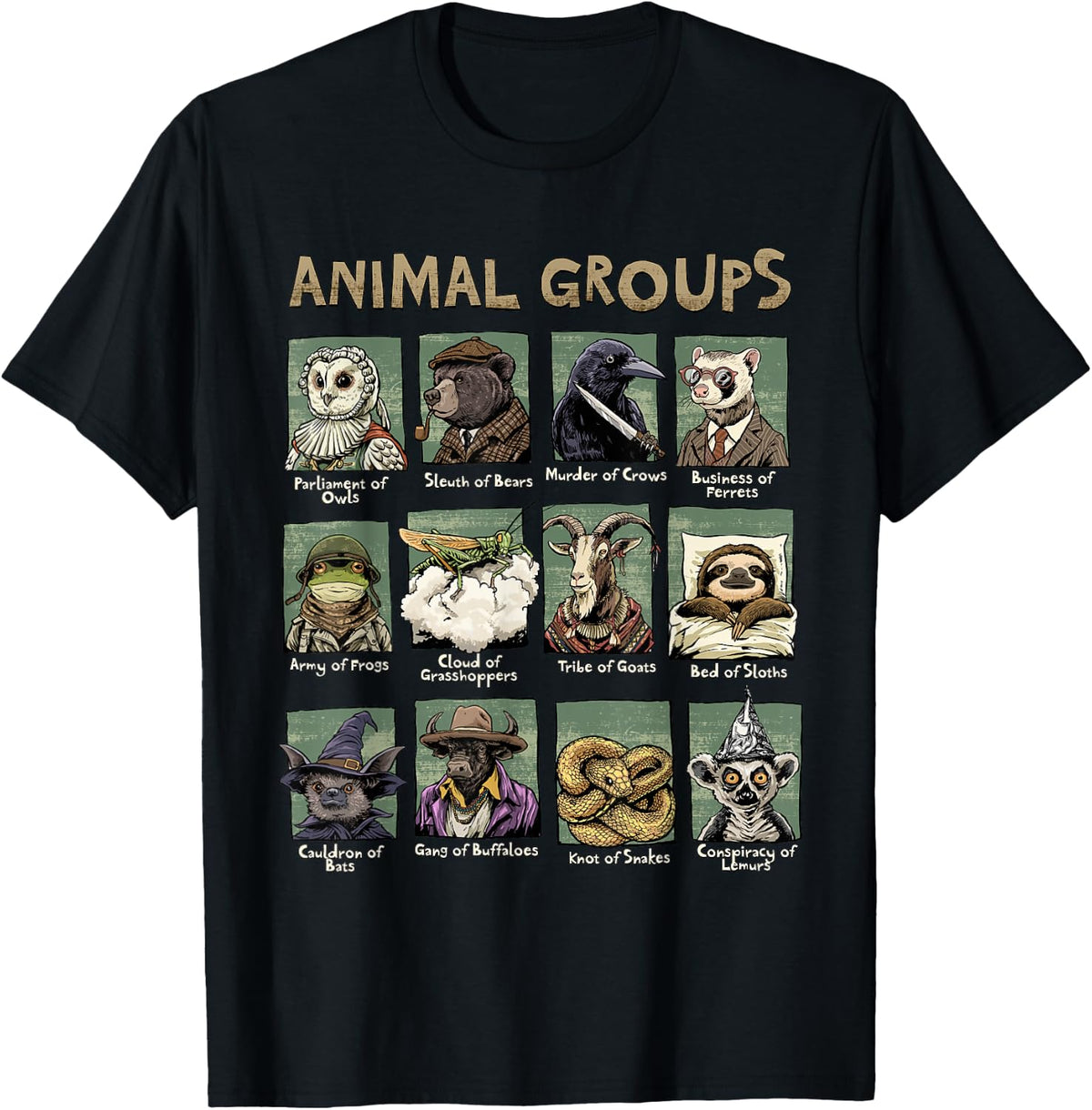 Animal Groups Unveiled - Educational Wildlife Design T-Shirt