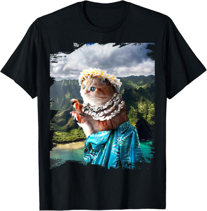 Funny Aloha Hawaiian Cat T-Shirt