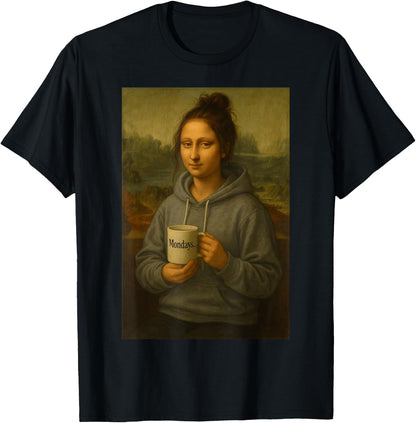Funny Messy Bun Mona Lisa Mondays Graphic T-Shirt