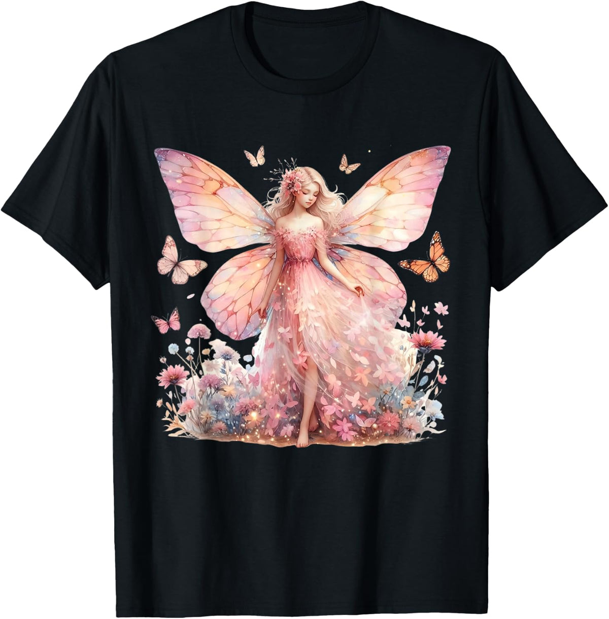 Enchanted Woodland Fairy Fantasy Butterfly Art T-Shirt