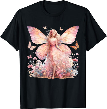 Enchanted Woodland Fairy Fantasy Butterfly Art T-Shirt