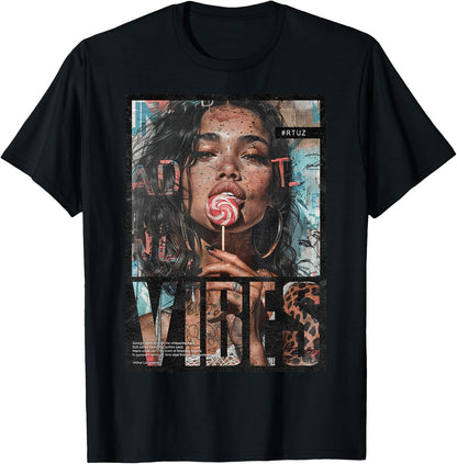 Y2K Streetwear Vintage Girl Magazine Cover Sexy Model Pin-Up T-Shirt
