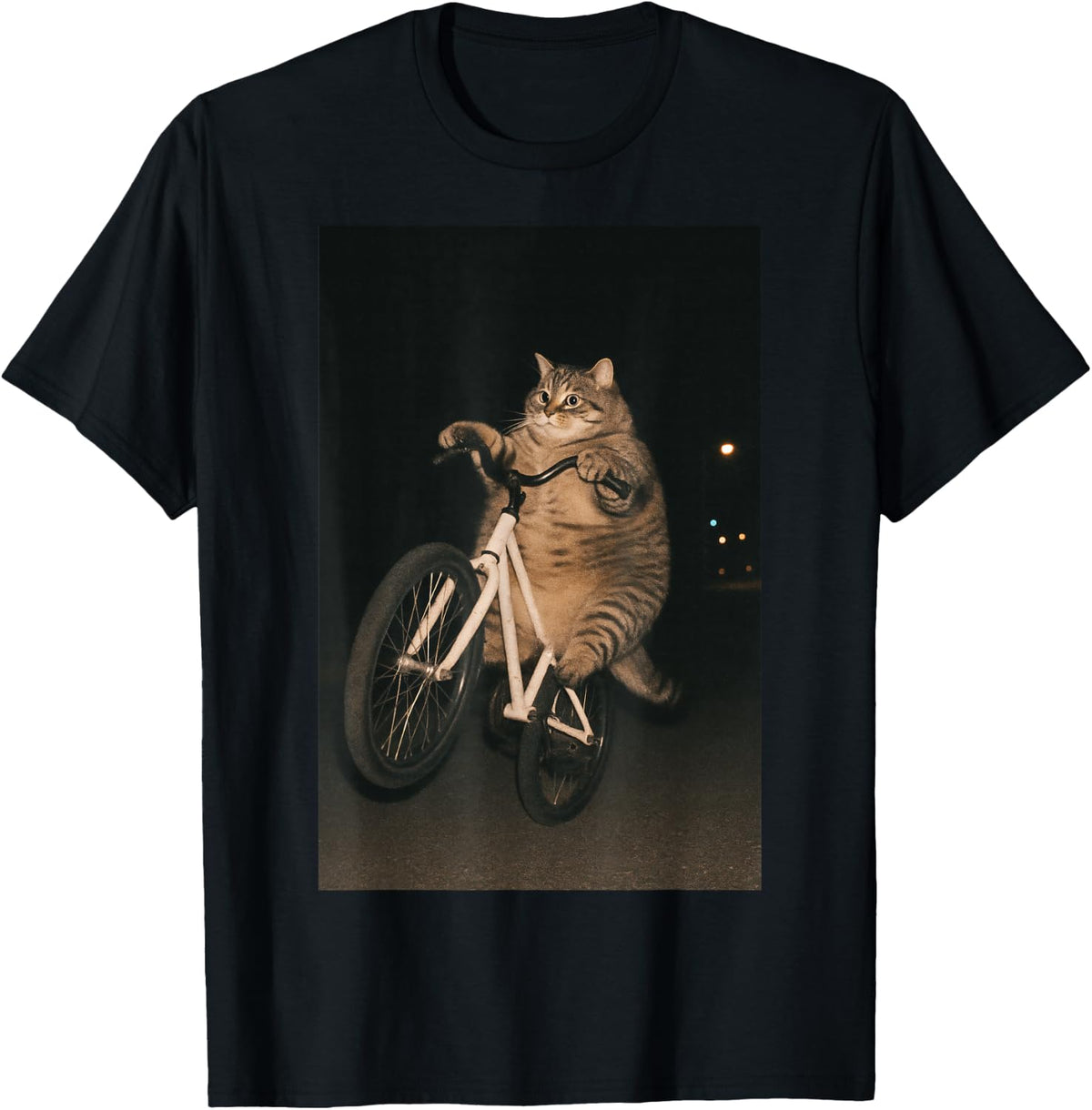 Cute Cat On Bike Animal Funny Meme T-Shirt